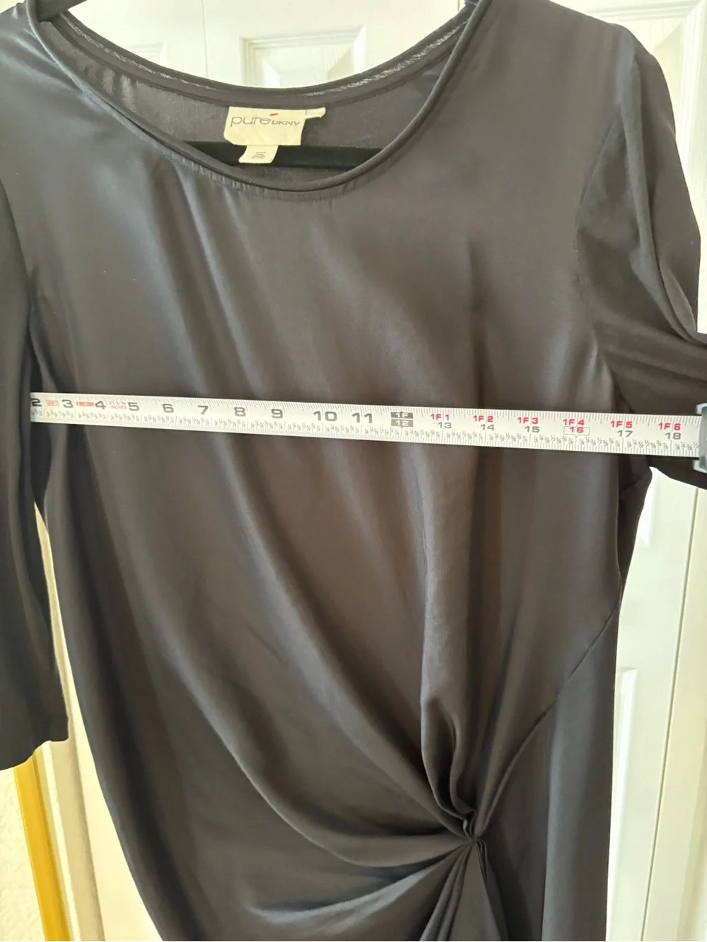 Vintage Pure DNKY Silk Dress Black Twist-Front Asymmetric Y2K, Old Money, Luxury